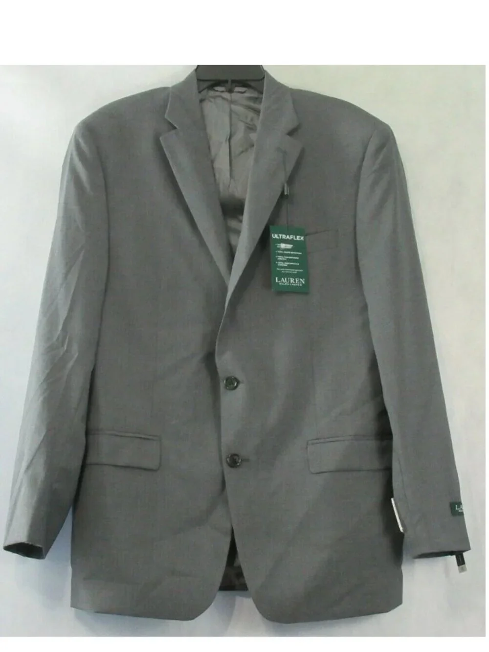 Lauren Ralph Lauren Men's Solid Wool Suit Jacket, Charcoal Gray, 42L / 42 Long